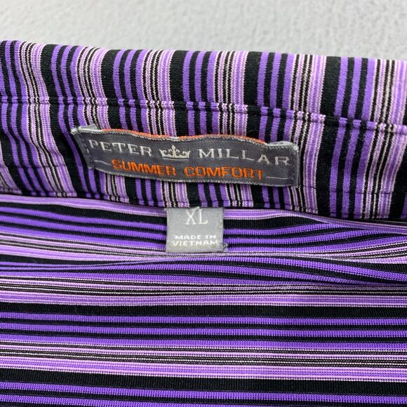 Peter Millar Summer Comfort Golf Polo Shirt Mens XL Striped Purple Stretch - Picture 9 of 16